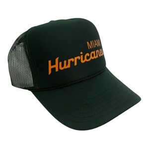 NEW MIAMI HURRICANES SPORTS SCRIPT GREEN 
TRUCKER SNAPBACK HAT CAP HIGH CROWN